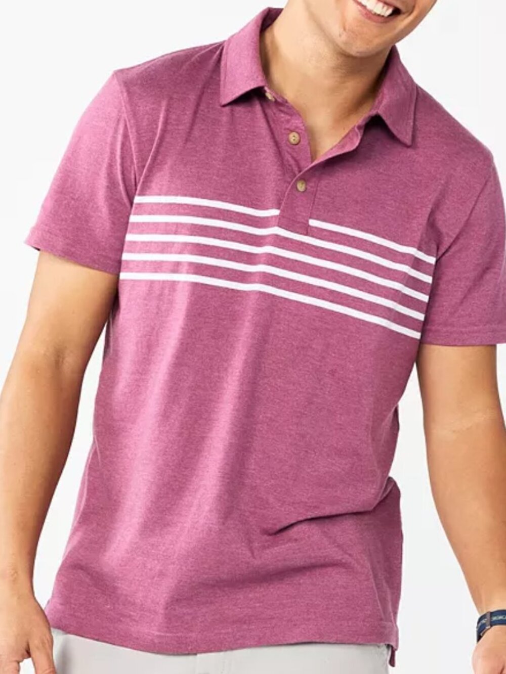 Men's Sonoma Goods For Life Everyday Polo - Mauve Ruffle - Large - NWT